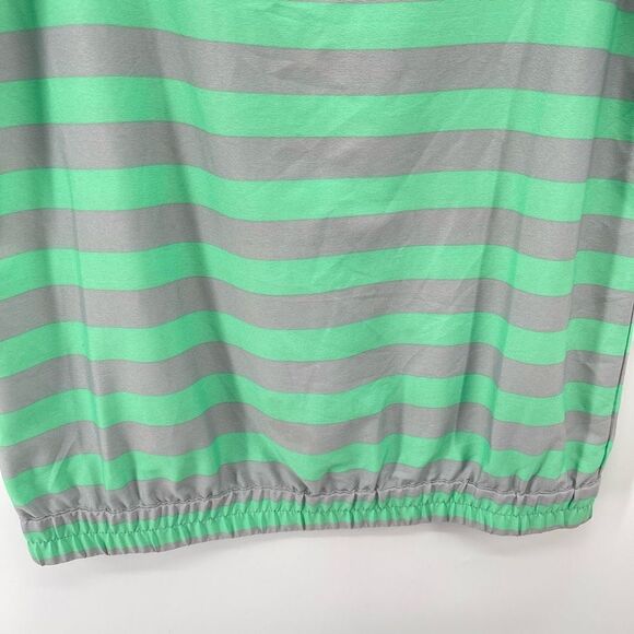 Banana Republic Womens Blouse Top Striped Roll Tab Sleeve Small Green Gray - Picture 7 of 13